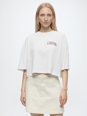 balta Calvin Klein Jeans Marškinėliai: priekis