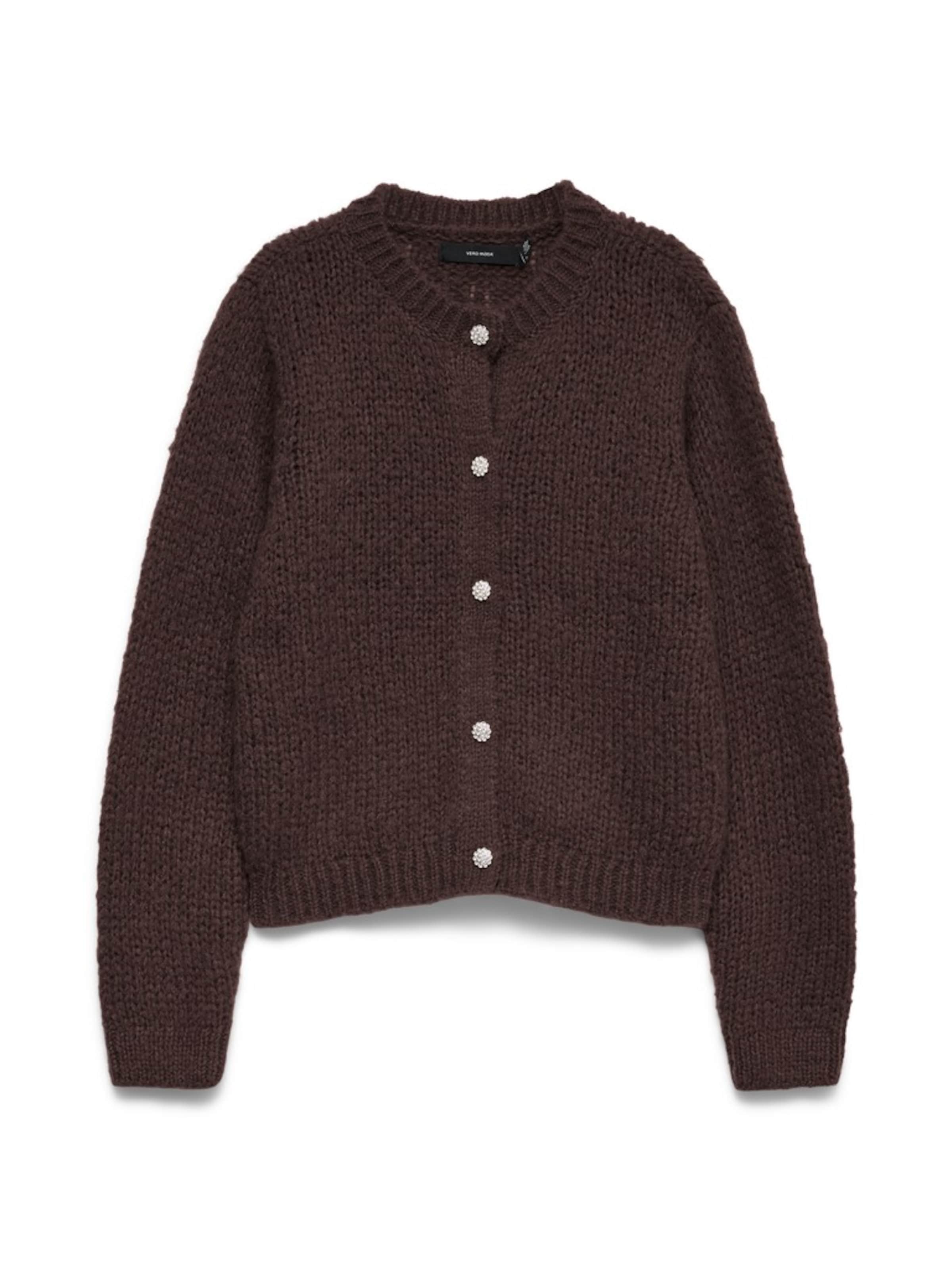 VERO MODA Knit Cardigan 'VMMAYBE JEWEL' in Brown: front