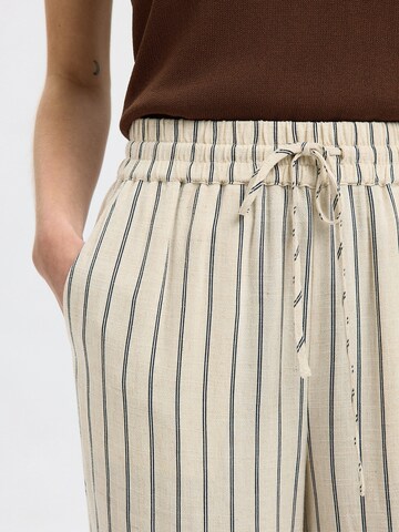 SELECTED FEMME Wide leg Broek 'SLFVIVA-GULIA' in Beige