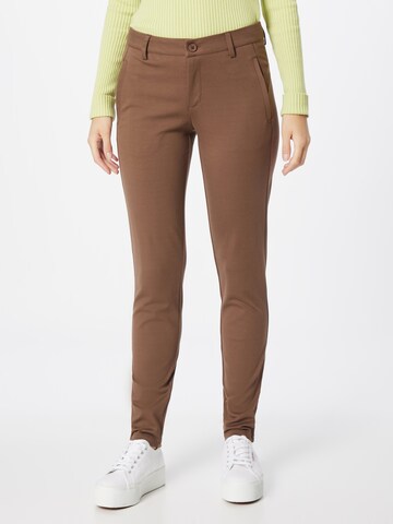 Coupe slim Pantalon chino 'Tessa' Fransa en marron : devant