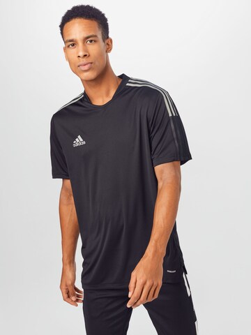 melns ADIDAS PERFORMANCE Sportiska stila krekls 'Tiro': no priekšpuses