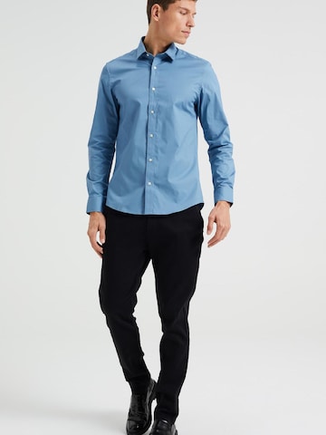 WE Fashion Slim fit Button Up Shirt in Blue