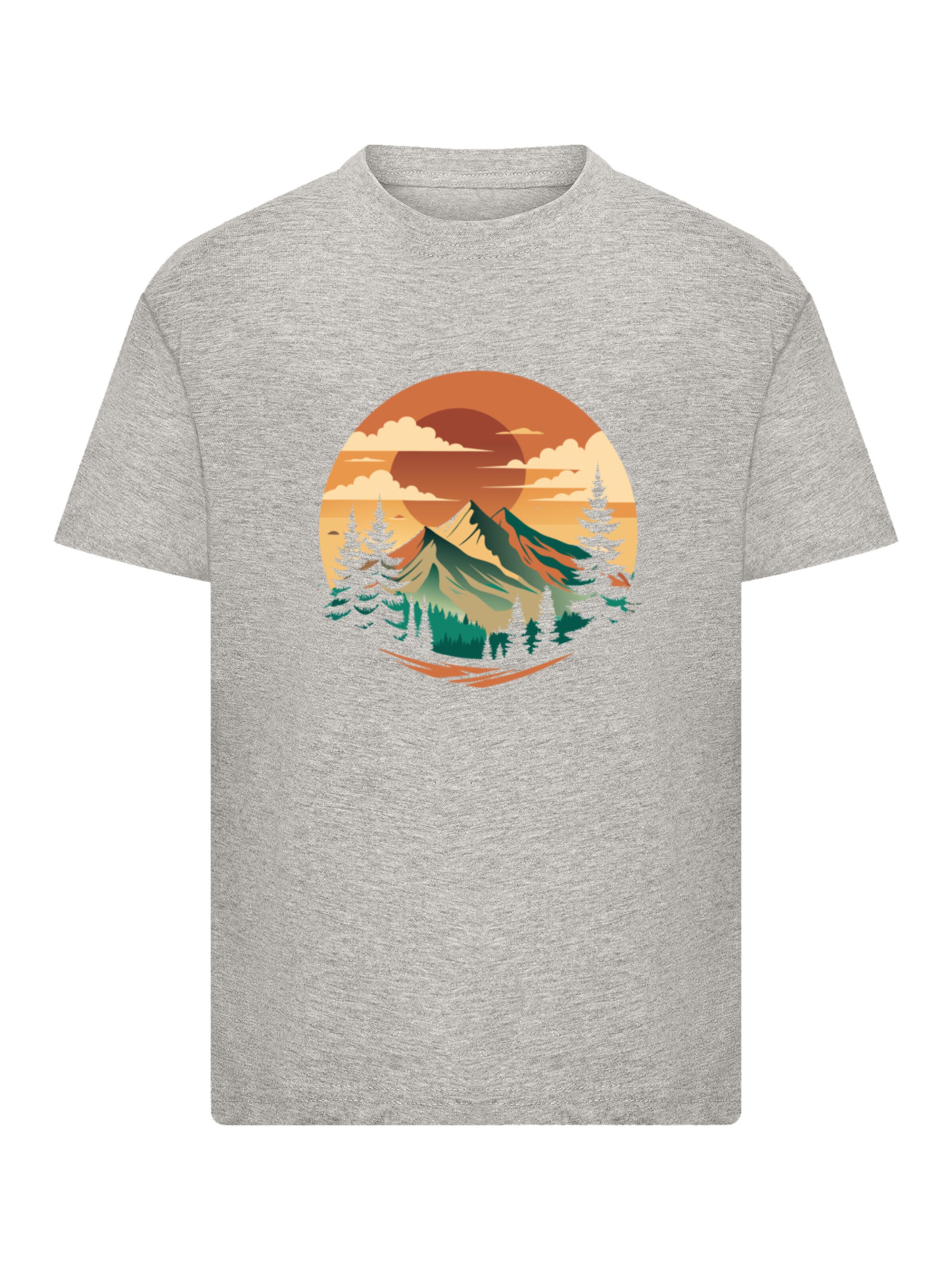 T-Shirt 'Sonnenuntergang Berglandschaft' F4NT4STIC en gris : devant