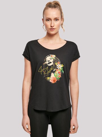 F4NT4STIC Shirt 'Janis Joplin Blumen' in Zwart: voorkant