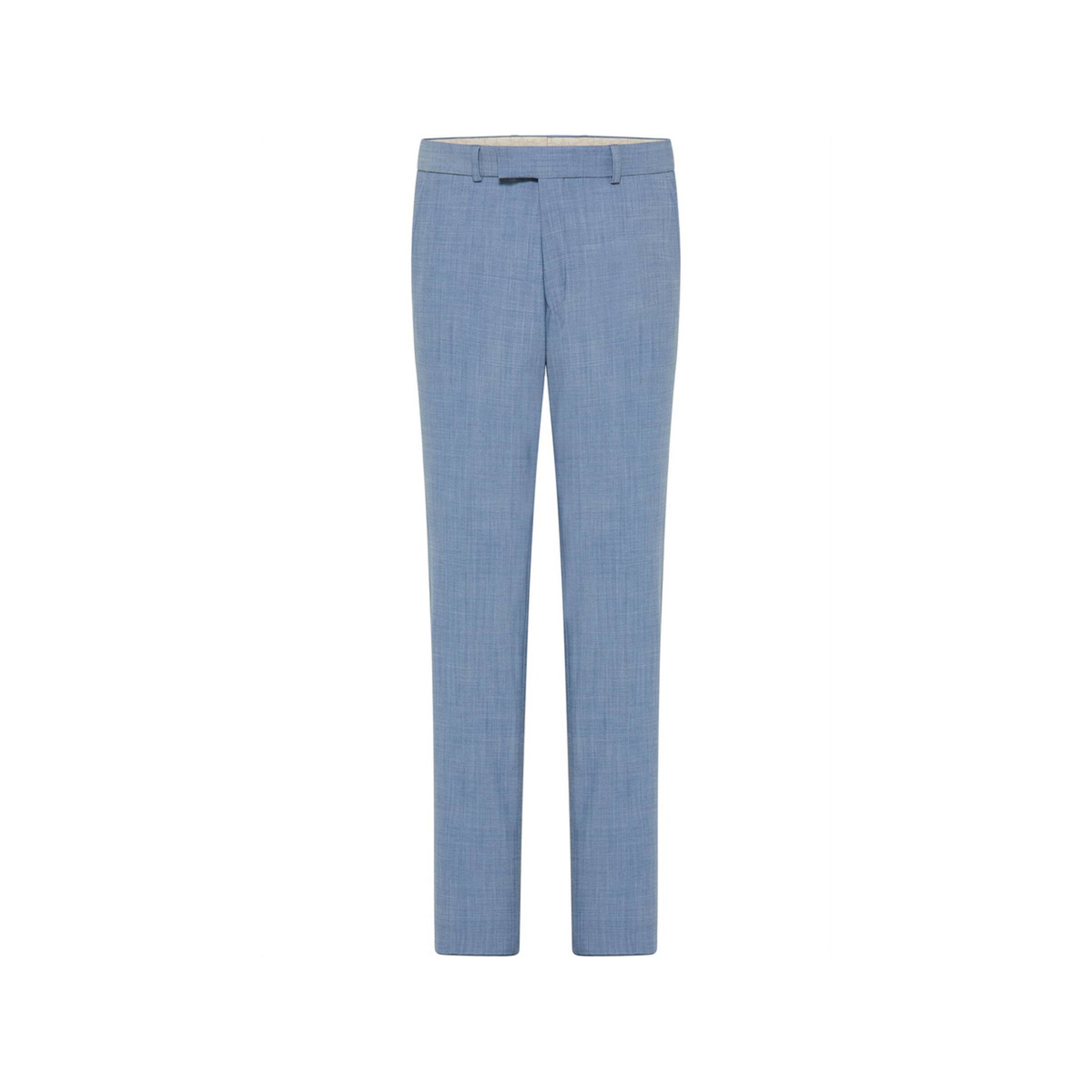 CARL GROSS Regular Pleat-Front Pants in Blue: front