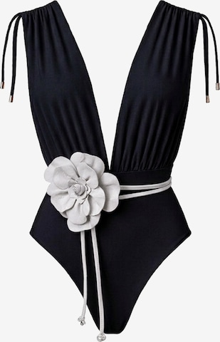 SEA ME SWIM High neck Swimsuit in Black: front