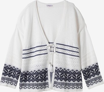 SHEEGO Knit Cardigan in White: front