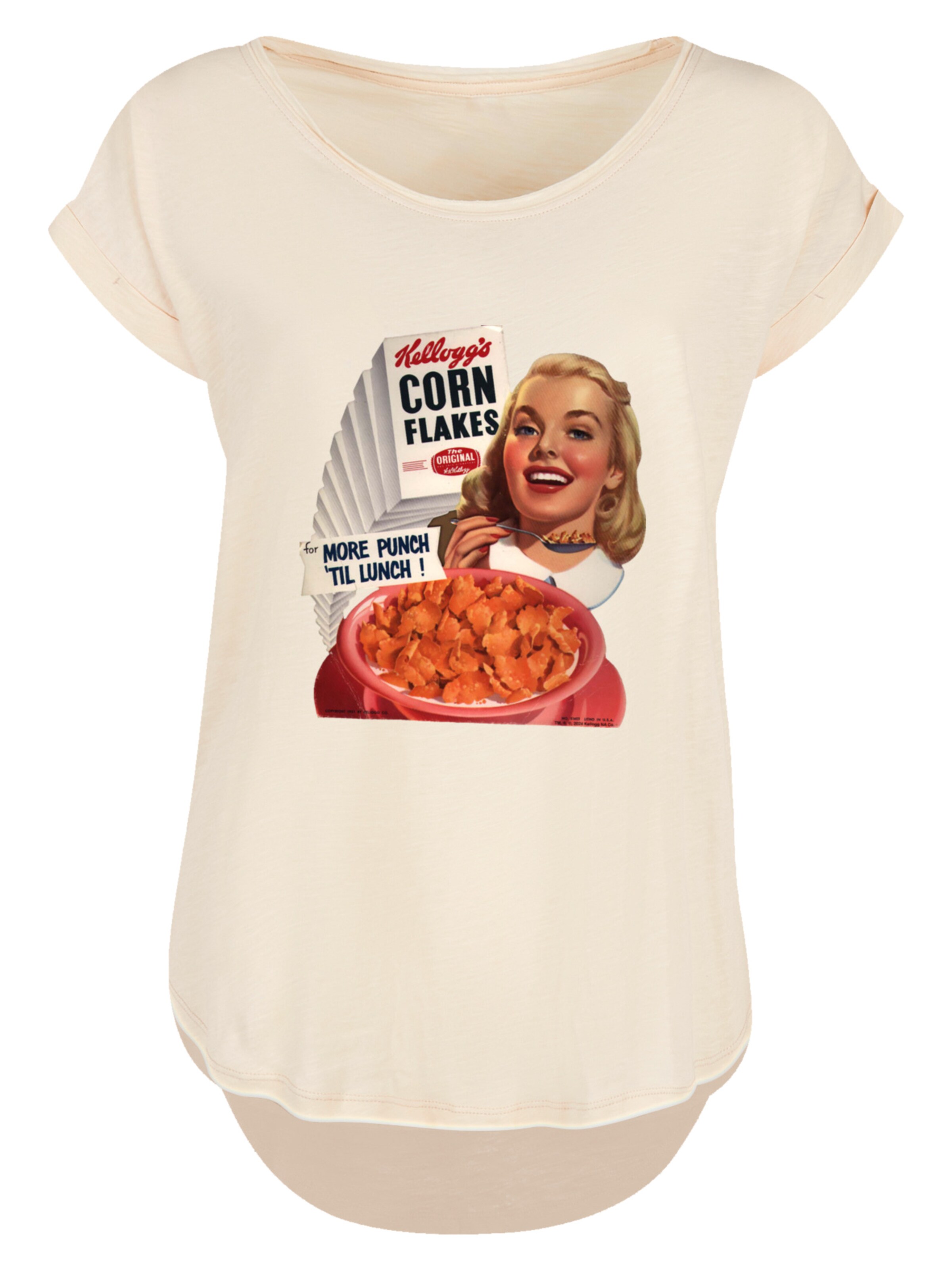 F4NT4STIC T-shirt 'Kellogg's Corn Flakes Cereal 1950's' en sable / orange / noir, Vue avec produit