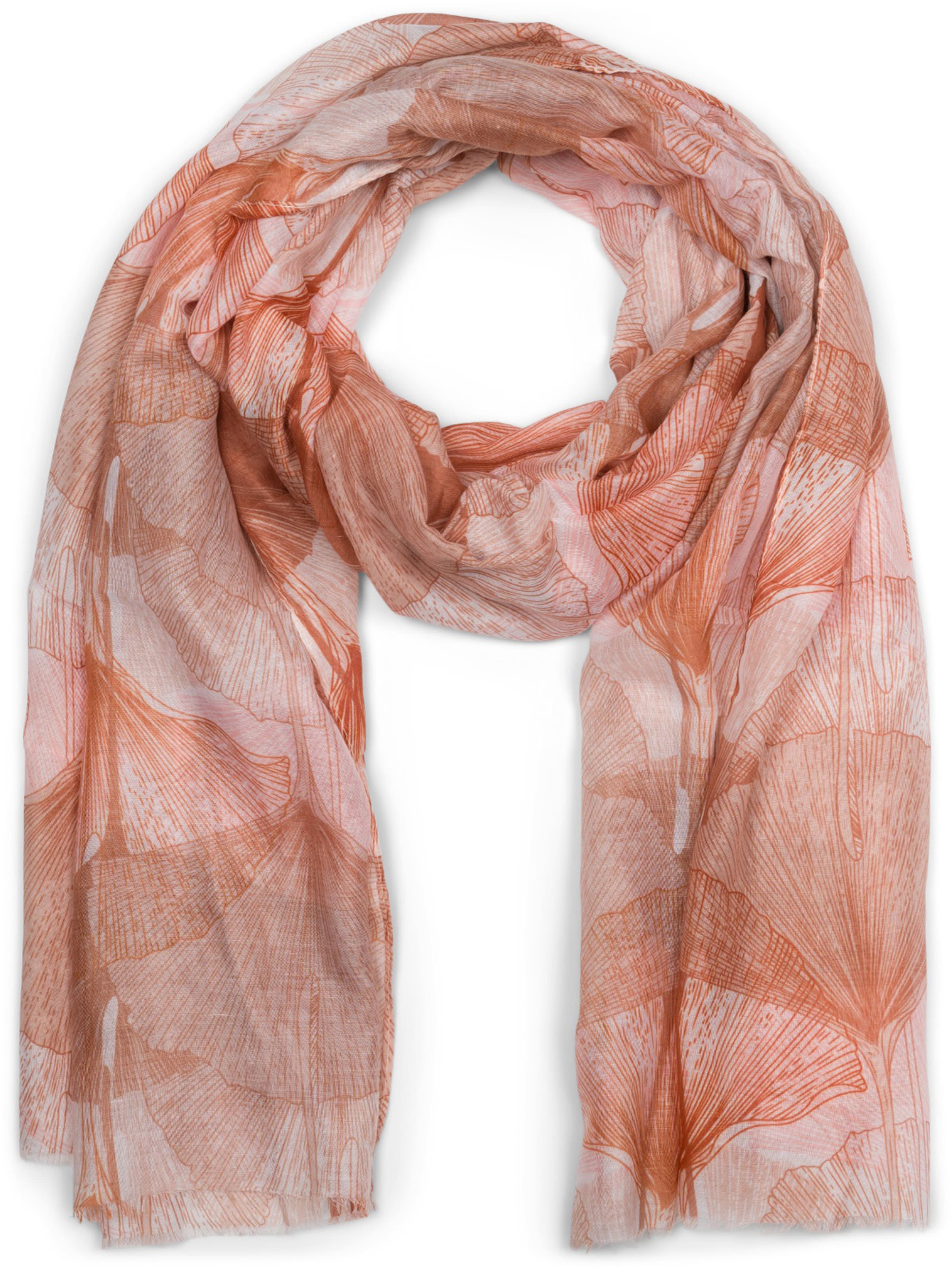 styleBREAKER Schal 'Langer Schal Ginkgo Leaves'‌‌‌‌‌‌‌‌‌‌ in rostbraun, Produktansicht
