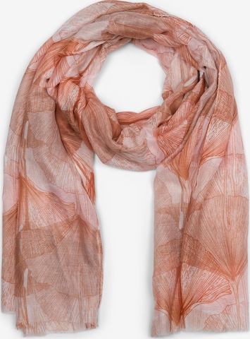 styleBREAKER Schal 'Langer Schal Ginkgo Leaves' in Braun: Vorderseite