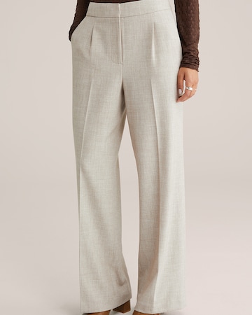 WE Fashion Široke hlačnice Hlače na rob | bež barva: sprednja stran