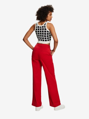 ESPRIT Wide Leg Bundfaltenhose in Rot