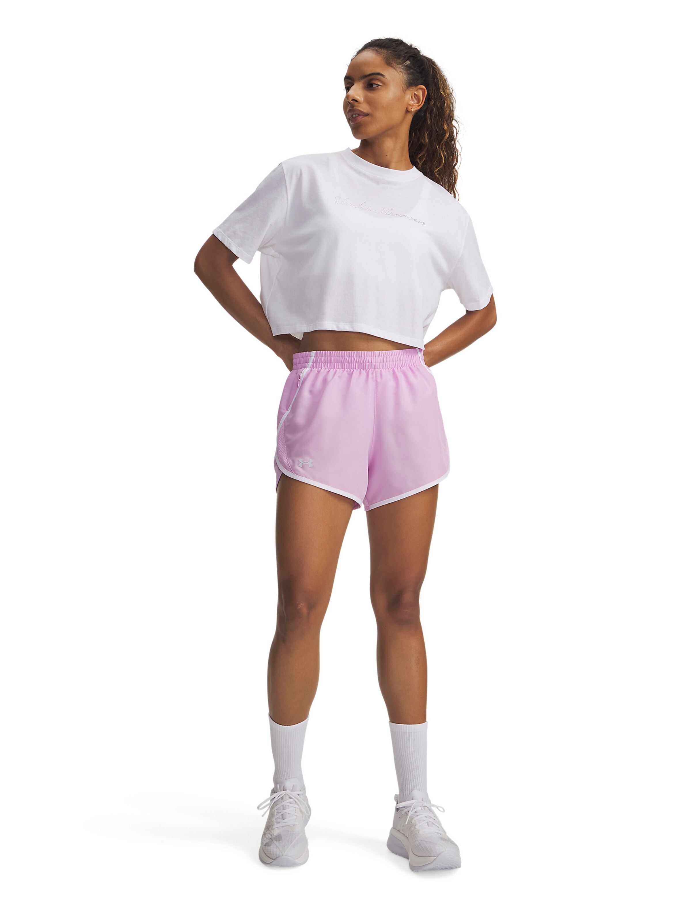 UNDER ARMOUR Regular Sportbroek ' Fly-By ' in Roze