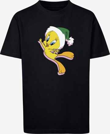 ABSOLUTE CULT Shirt 'Looney Tunes - Tweety Christmas Hat' in Zwart: voorkant