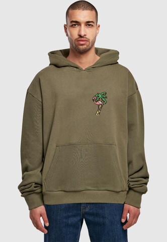 Mister Tee Sweatshirt 'Flamingo' in Groen: voorkant