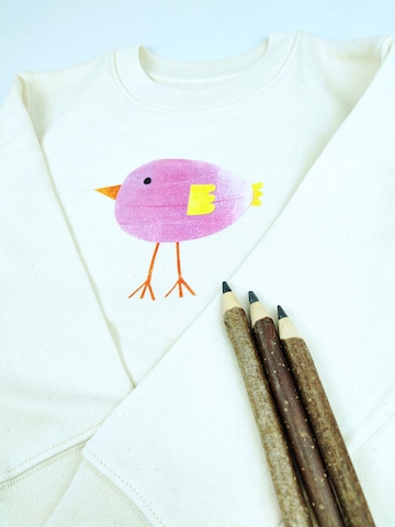 MelaDi Sweatshirt 'Lila Vogel' in White