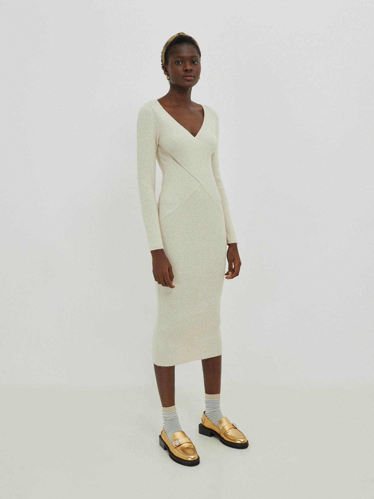 EDITED Producten Gebreide jurk 'Poppy' Beige