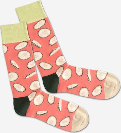 DillySocks Ponožky 'SS20-44 Cucumber Fire' - béžová / zelená / oranžová / pink, Produkt