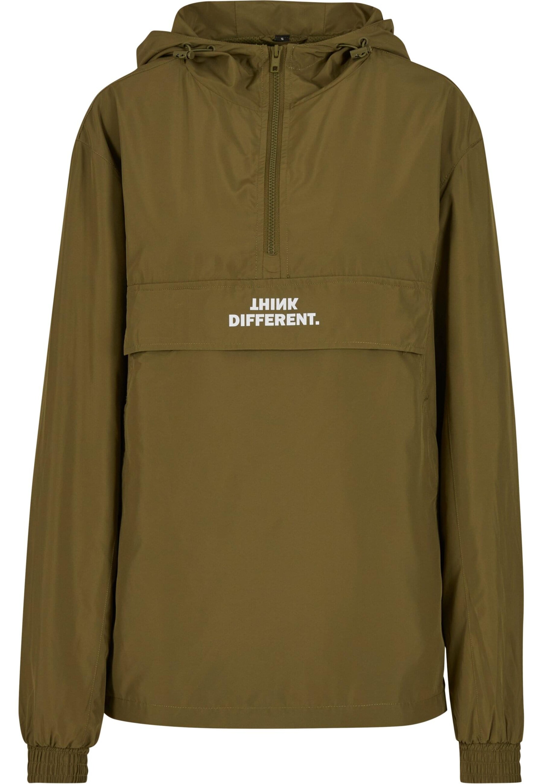 Mister Tee Between-Season Jacket 'Think Different' in Green: front