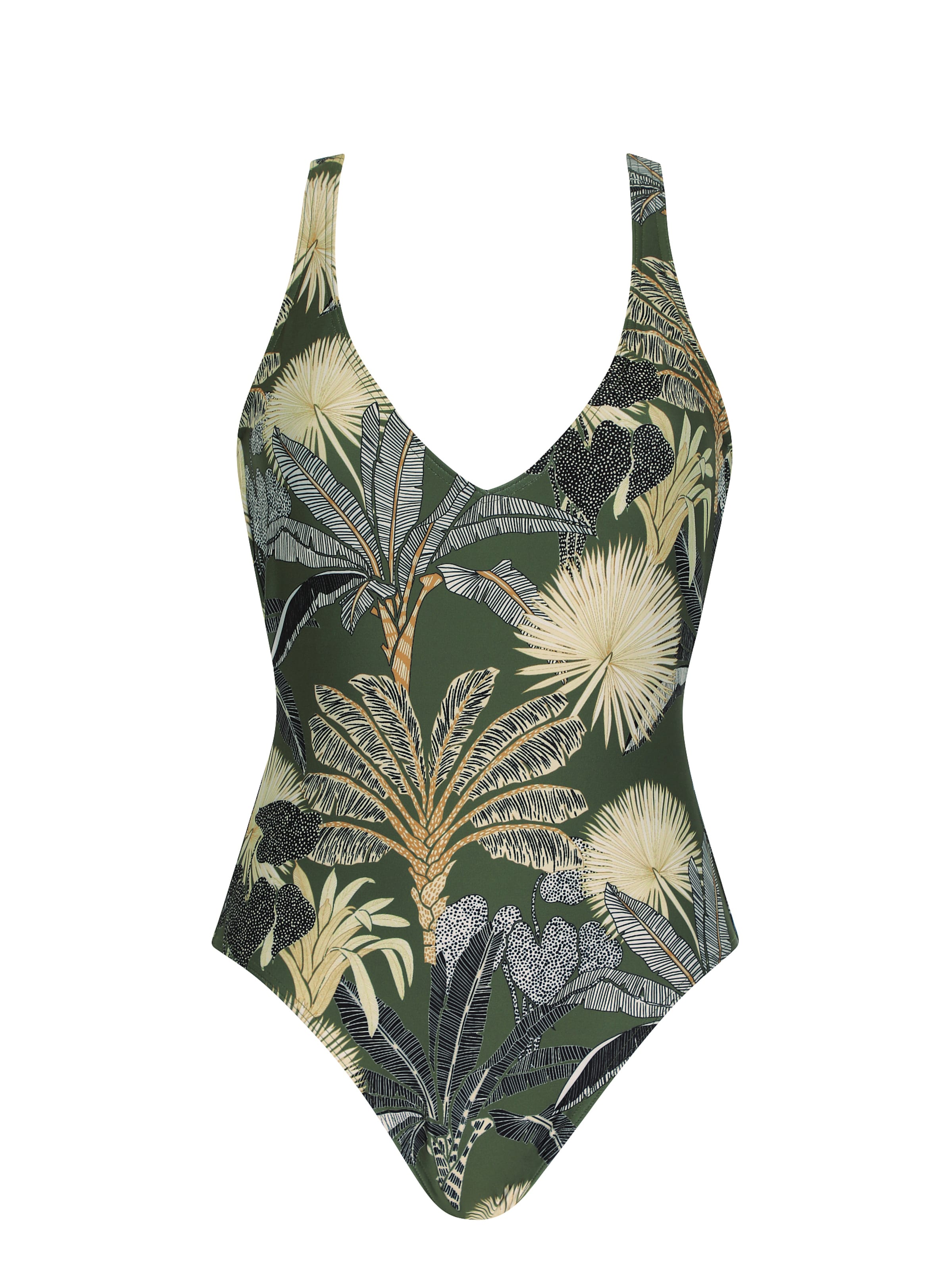 SUNFLAIR Badeanzug in S/B in creme / pueblo / grün / schwarz, Produktansicht