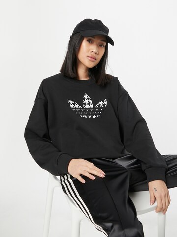 ADIDAS ORIGINALS - Sudadera 'Houndstooth Trefoil Infill Graphic ' en negro: frente