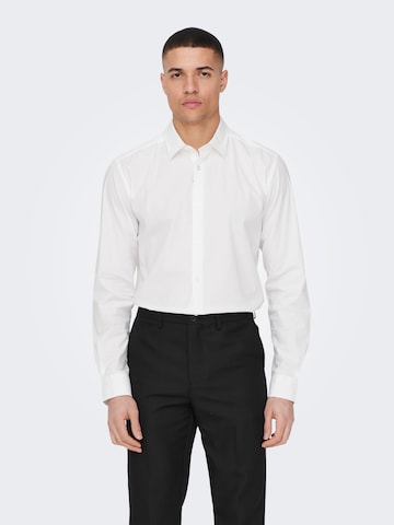 Coupe slim Chemise 'Andy' Only & Sons en blanc