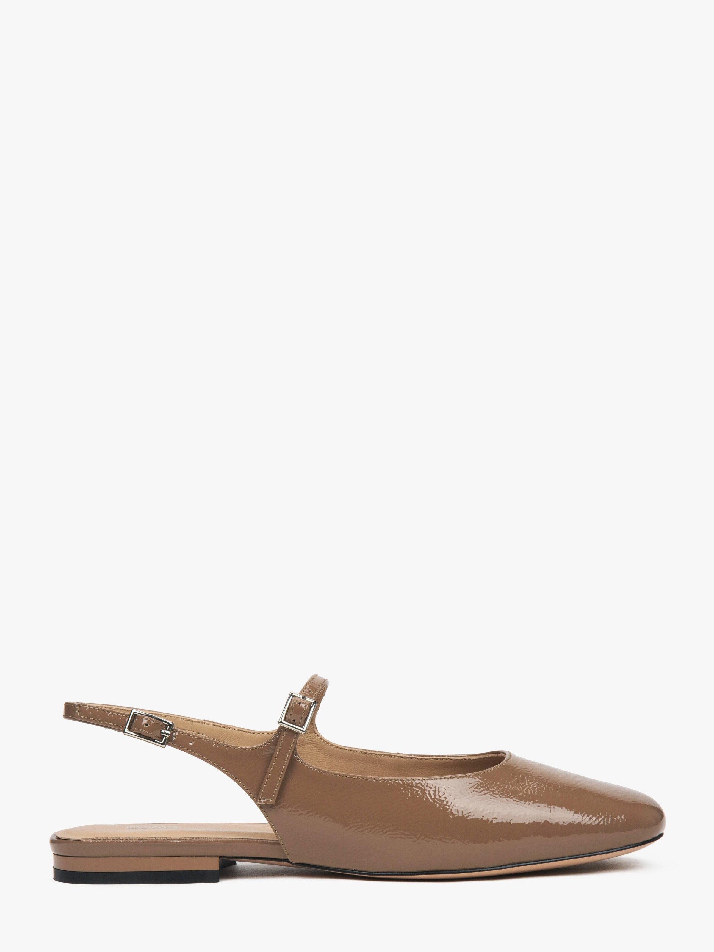 Estro Ballet Flats with Strap '501-02' in Brown