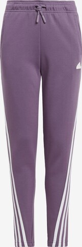 ADIDAS SPORTSWEAR Workout Pants 'Future Icons 3-Stripes' in Purple: front