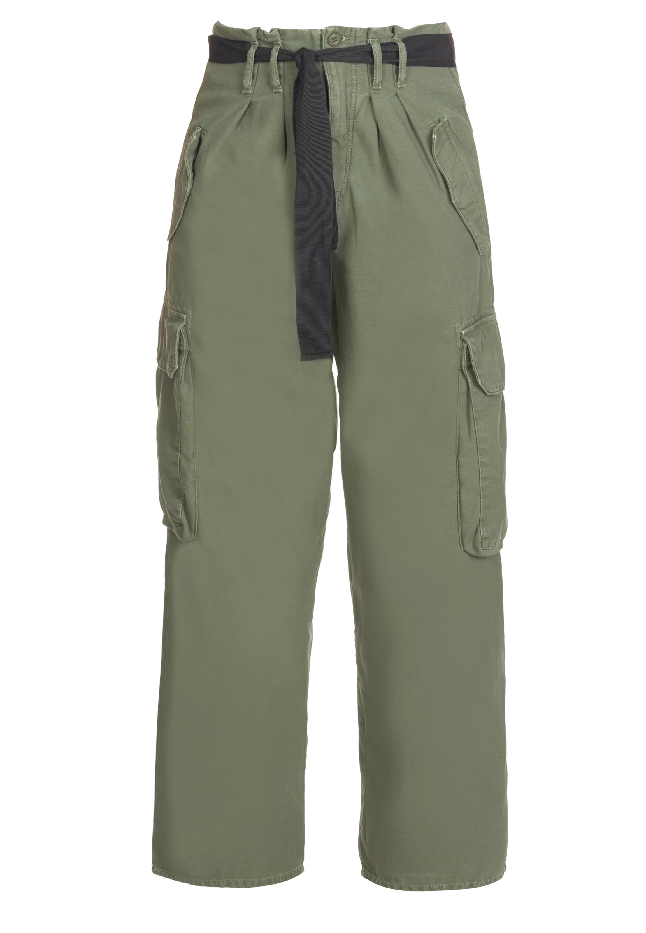 Le Temps Des Cerises Loosefit Cargobroek in Groen: voorkant