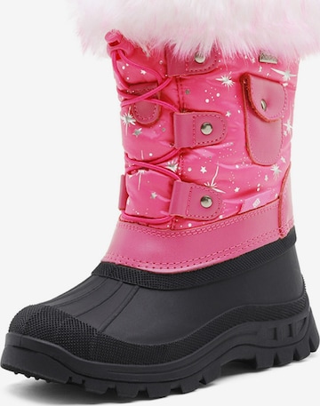 Bottes 'DREAM PAIRS Jungen Mädchen Schneestiefel Fashion Schnürstiefel' Dream Pairs en rose : devant