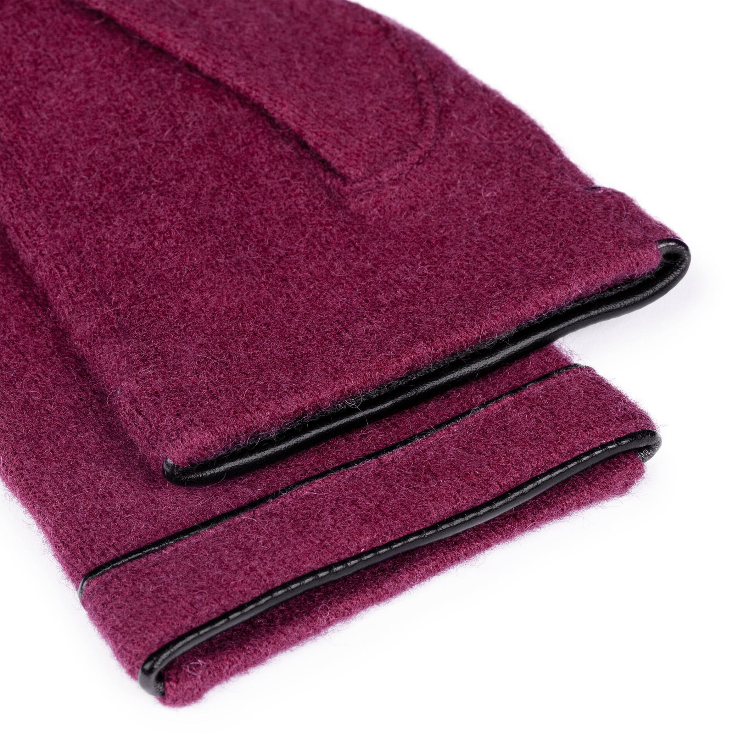 Roeckl Strickhandschuhe 'LEATHER PIPING TOUCH' in Lila