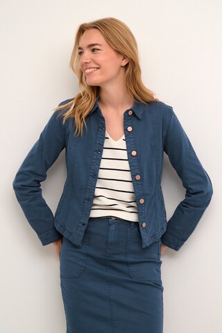 Cream Between-Season Jacket in Blue: front