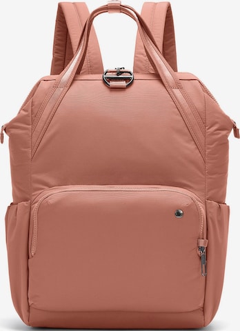 Pacsafe Backpack in Pink: front