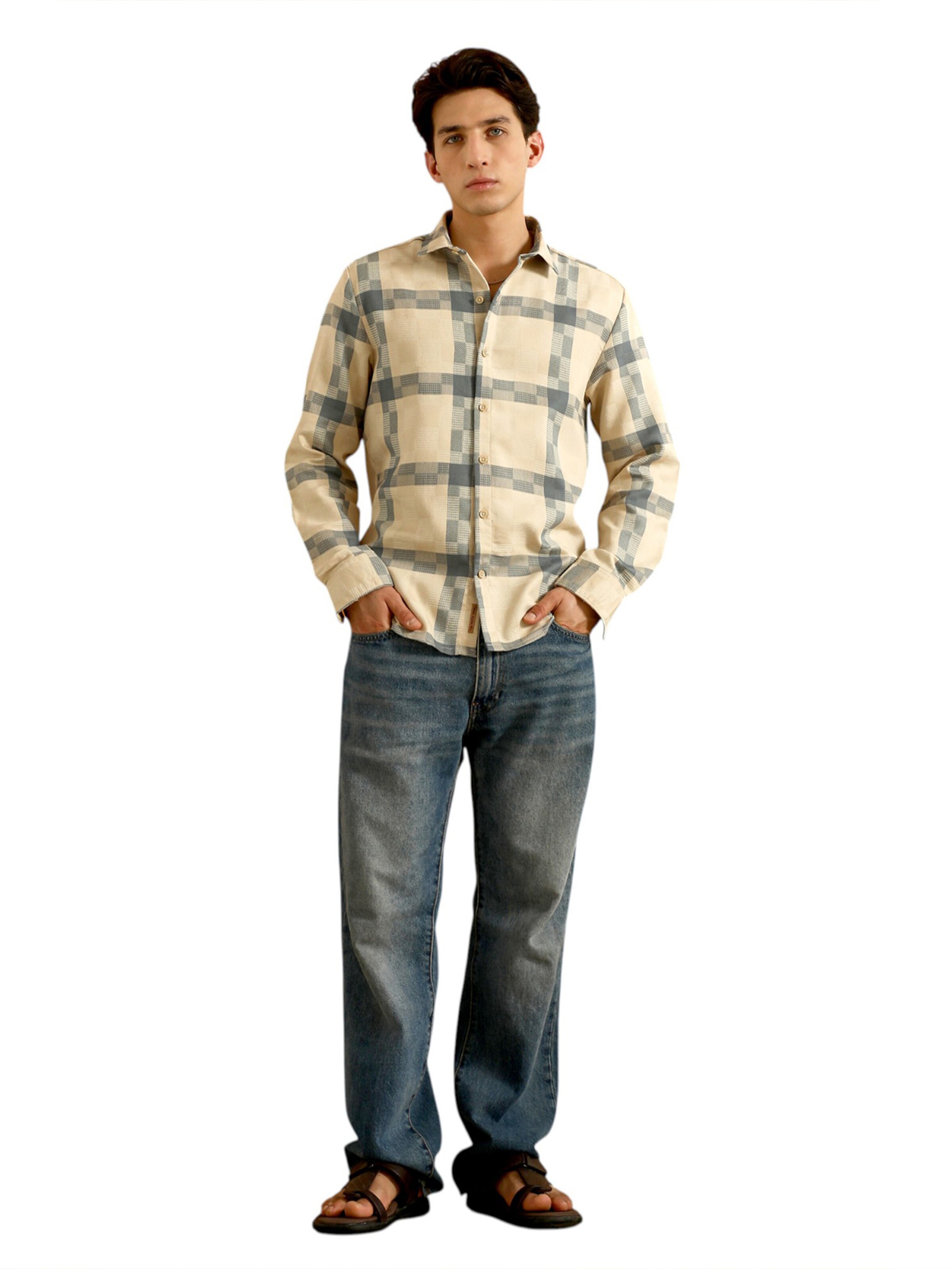 Campus Sutra Klasický střih Košile 'Anahi' – béžová