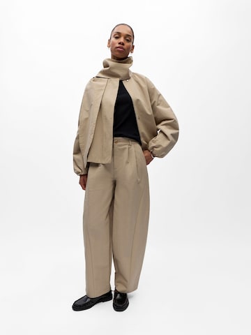 OBJECT Barrel Pleat-Front Pants in Beige