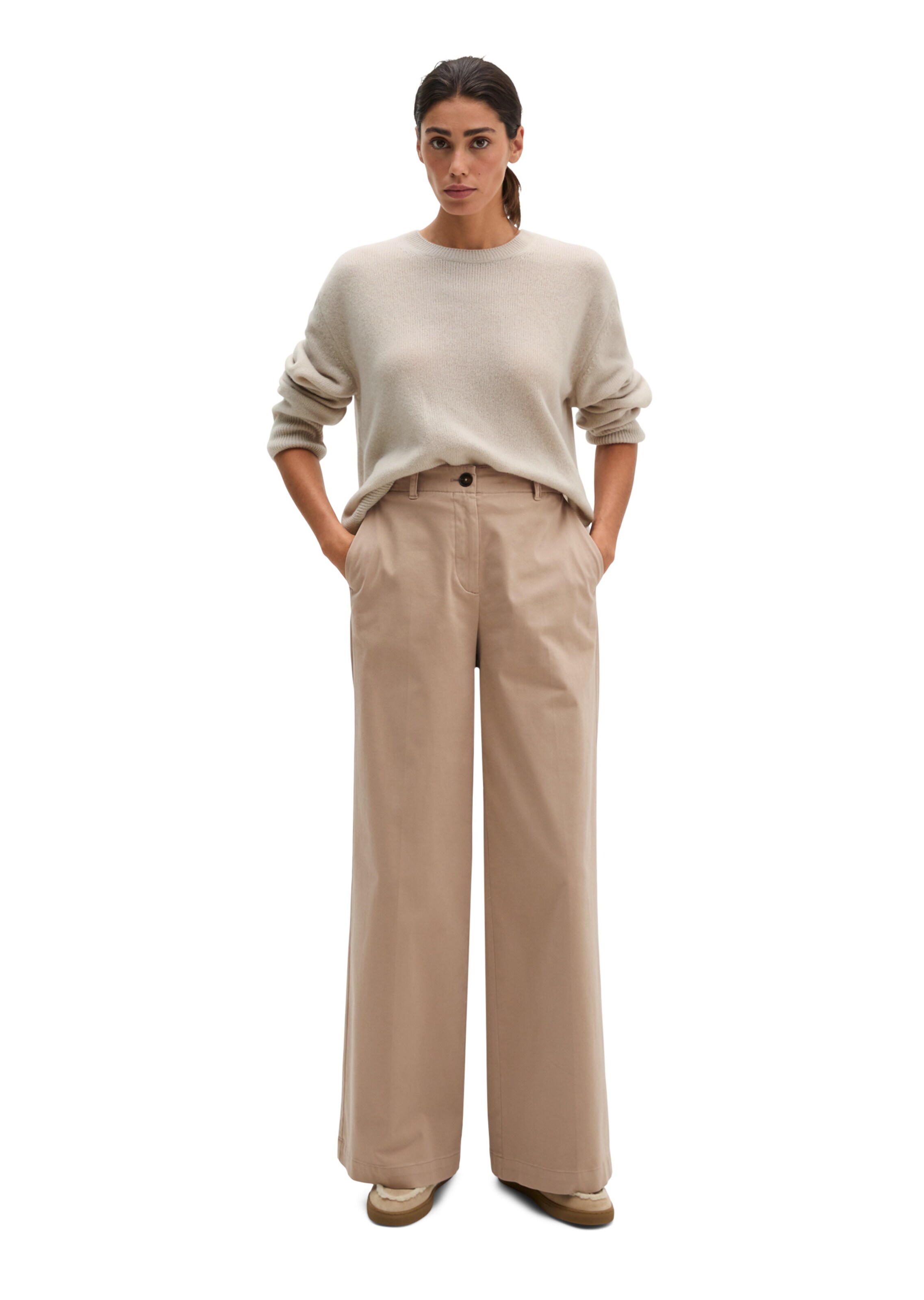 Marc O'Polo Wide leg Trousers 'Margo' in Beige