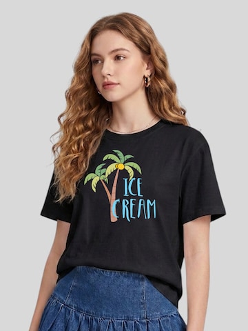 T-shirt 'Women Macaron Palm Tree ICE CREAM Letter Print T-Shirt' LapaPlus en noir : devant