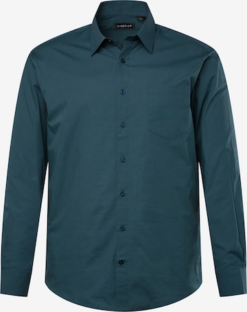 Men Plus Button Up Shirt in Blue: front