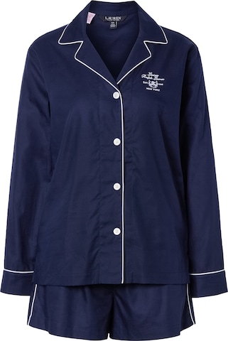 Lauren Ralph Lauren - Pijama de pantalón corto en azul: frente