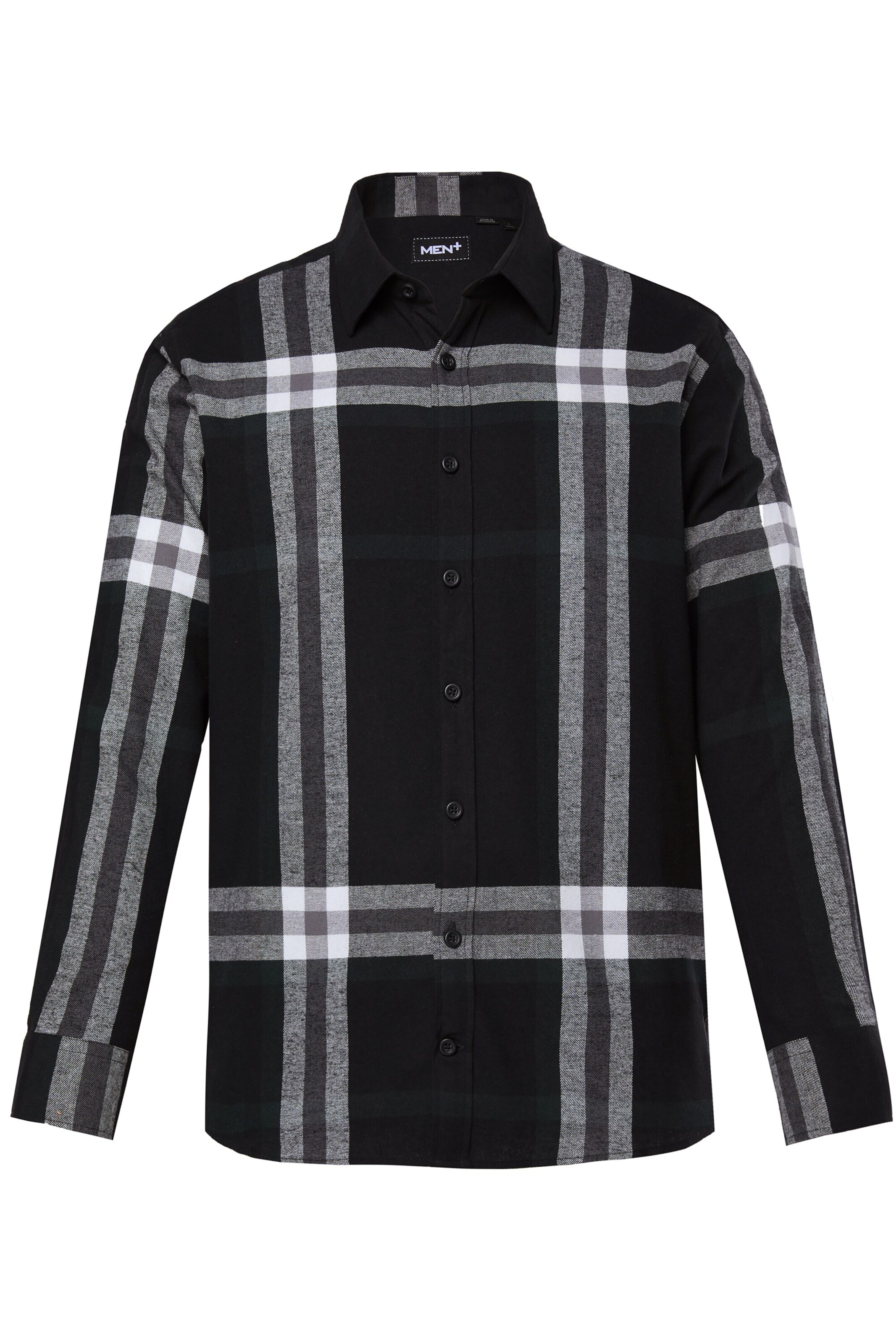 Men Plus Comfort fit Overhemd in Zwart: voorkant