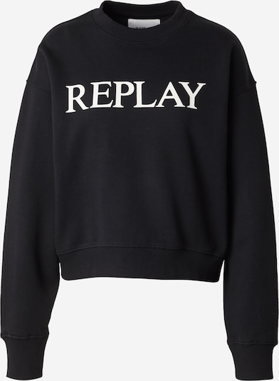 REPLAY Sweater majica u crna / bijela, Pregled proizvoda
