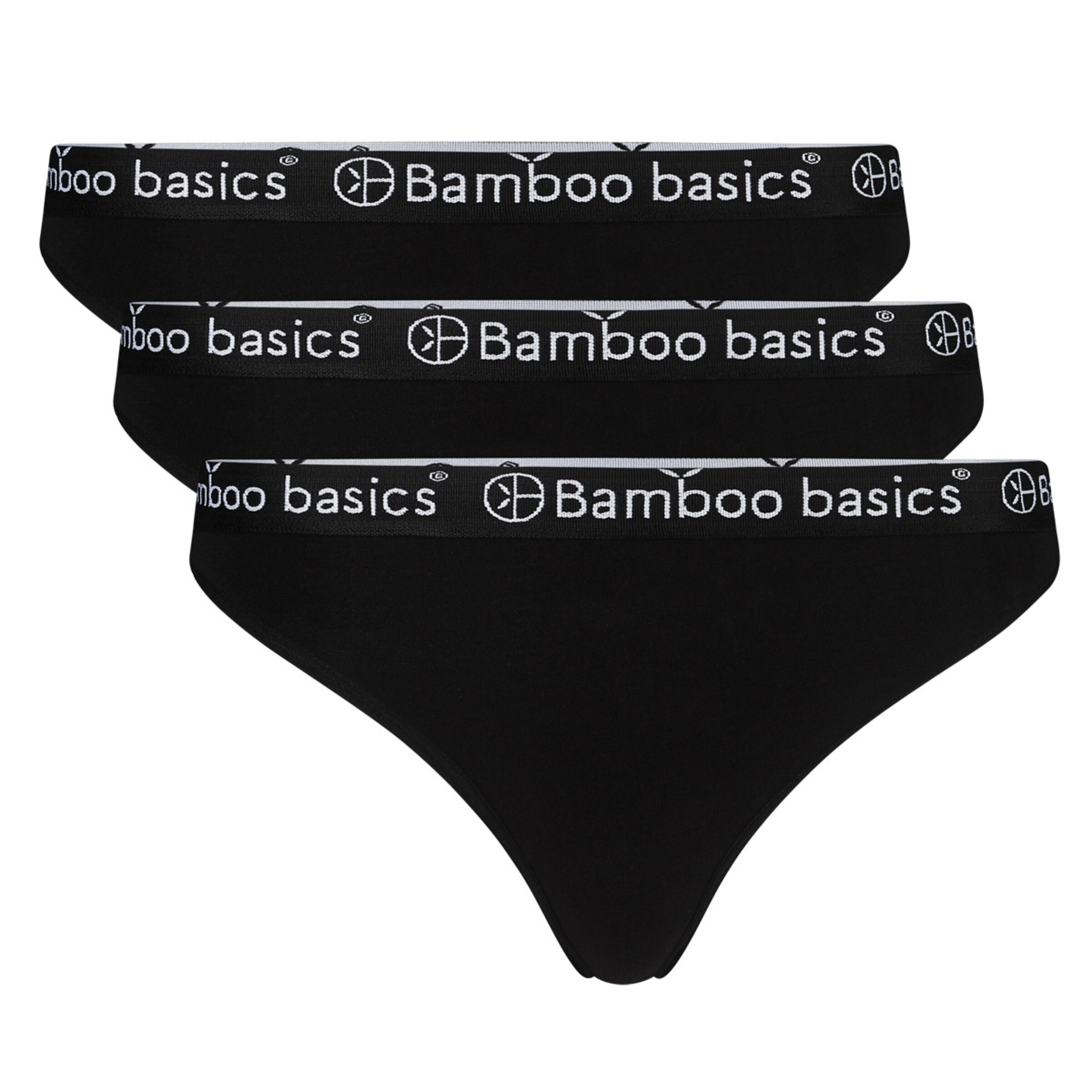 String di Bamboo basics in nero: frontale