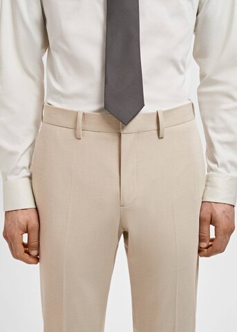 MANGO MAN Regular Pleated Pants 'Paris' in Beige
