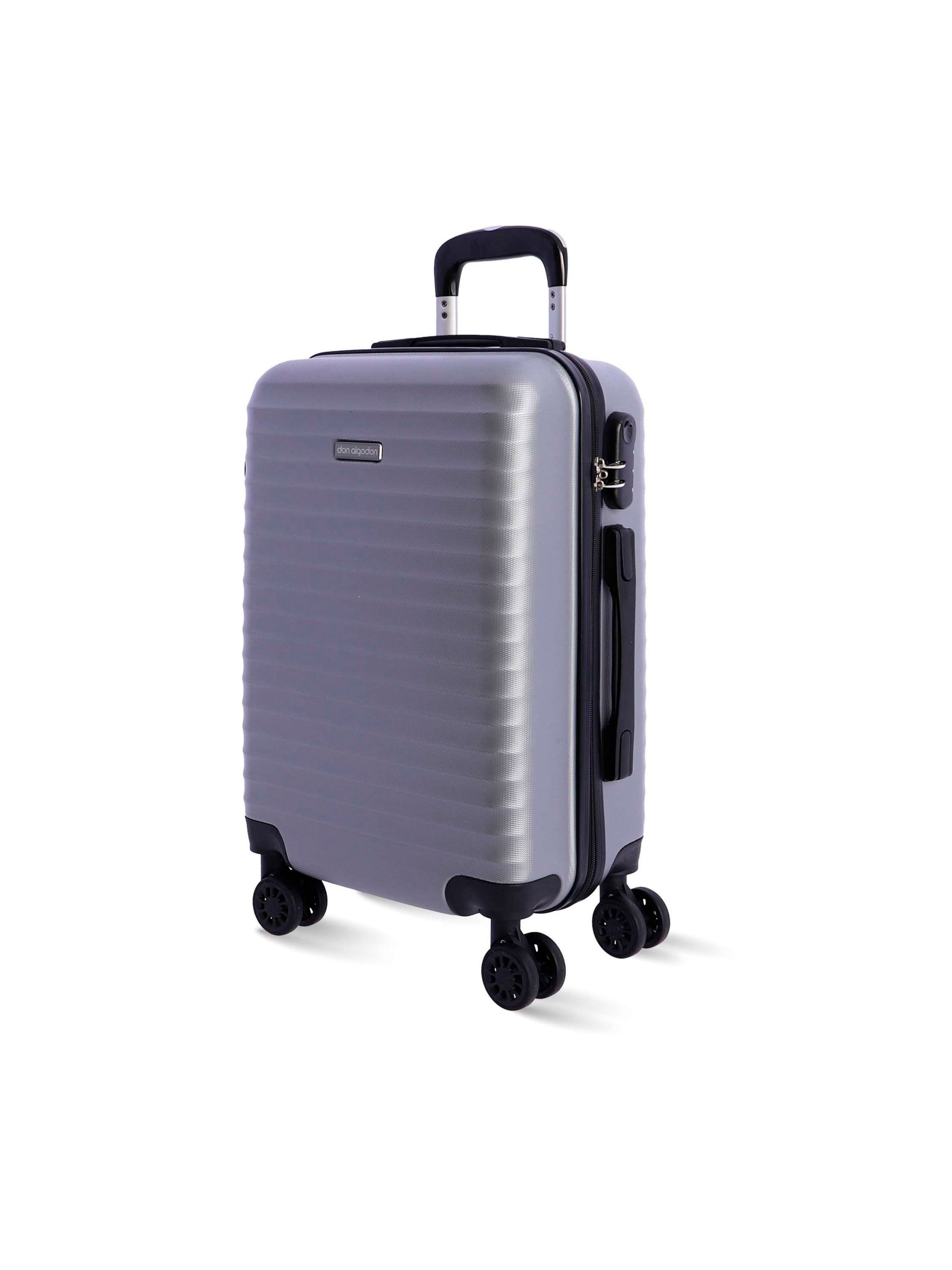 Don Algodon - Carrito 'DON ALGODON - Maletas de Viaje Cabina - Maleta 55x40x20 - Maletas de Viaje - Maleta de Cabina Resistente Ryannair - Trolley Equipaje para Avion con 4 Ruedas de 360º y candado' en plata: frente
