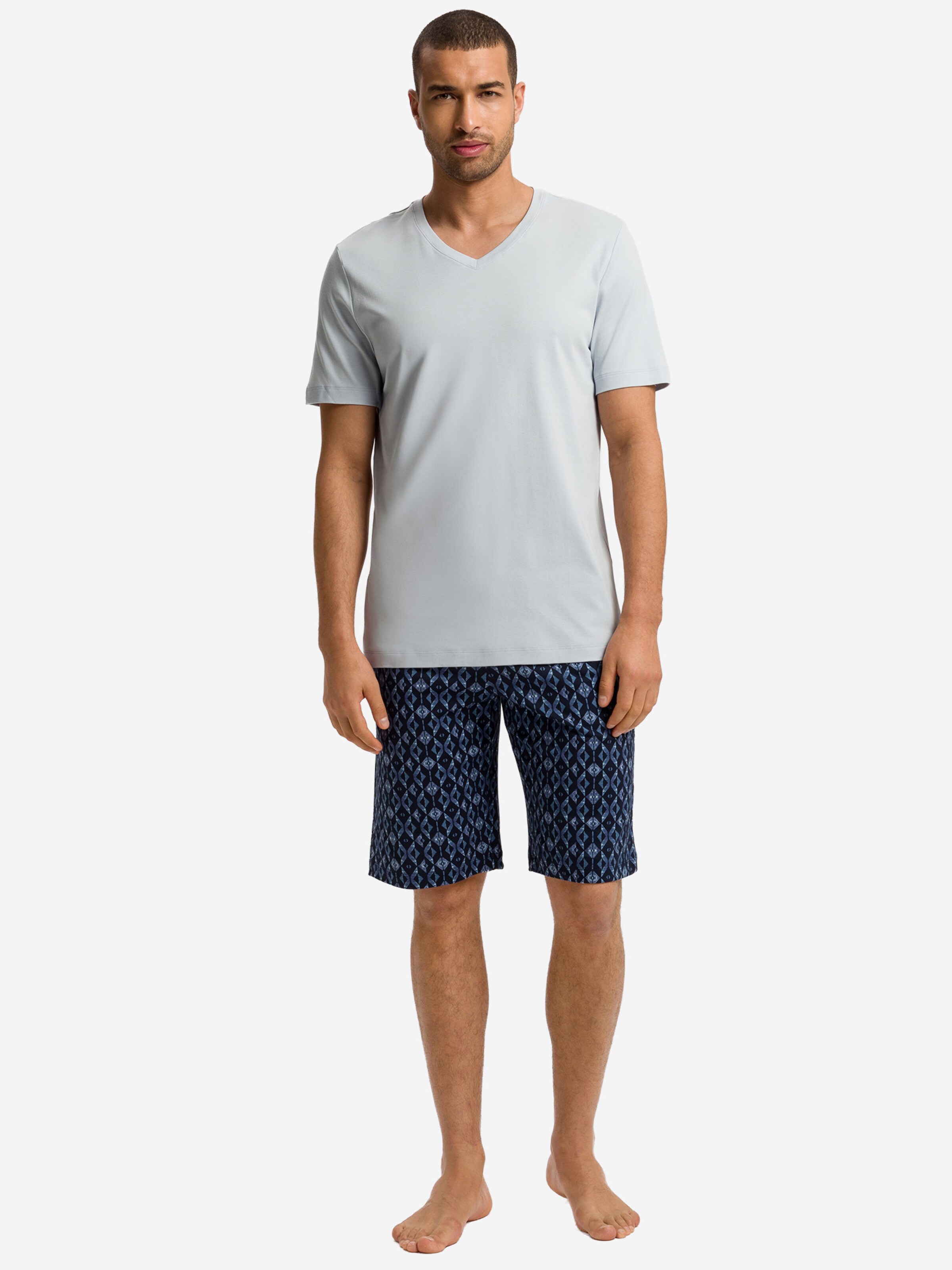 Hanro Pajama short ' Night & Day ' in Blue: front