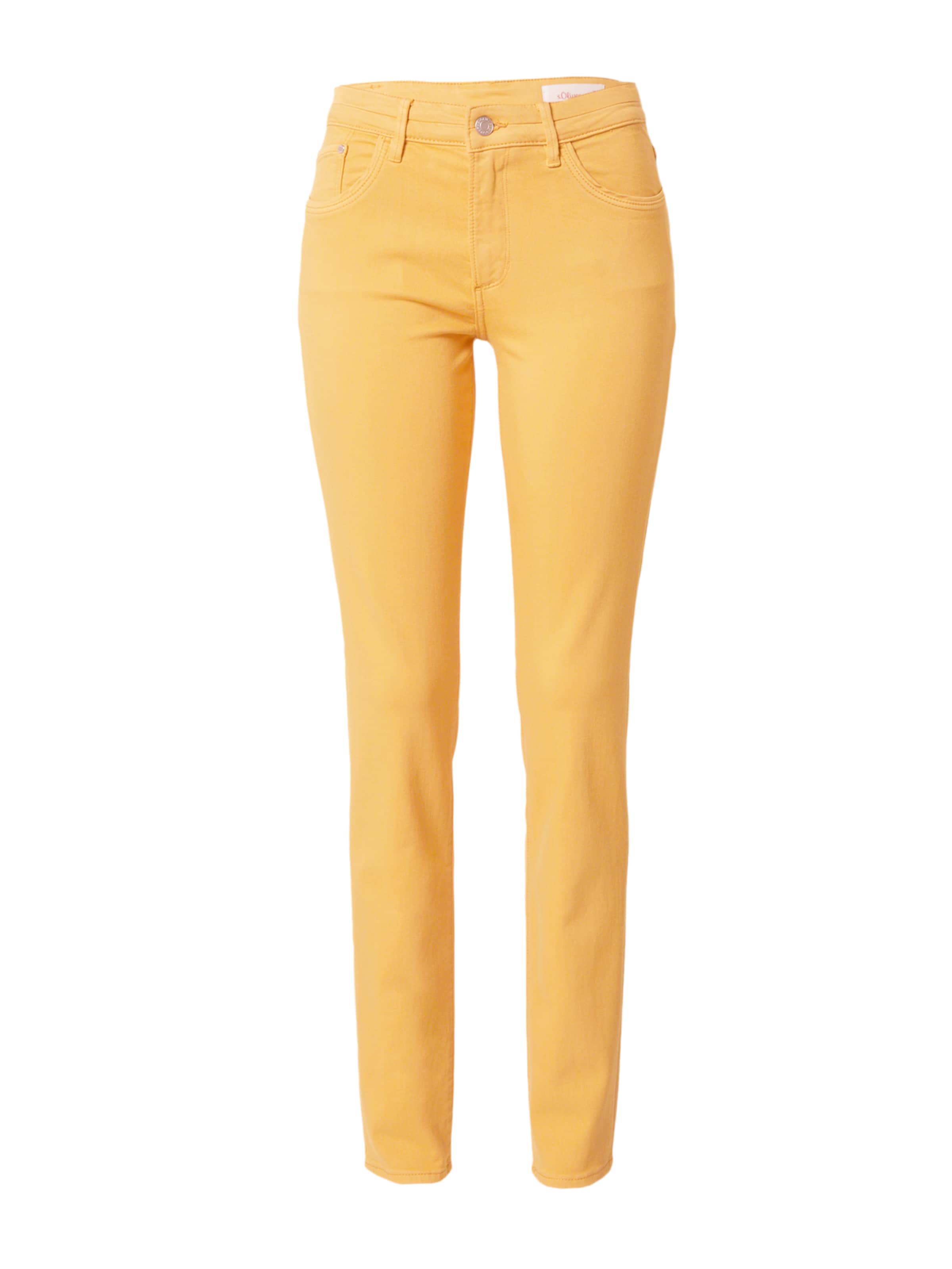 s.Oliver Slimfit Jeans in Geel: voorkant