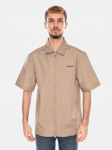 Comfort fit Camicia 'S/S Postal Zip Shirt Iroko / Black' di Carhartt WIP in nero