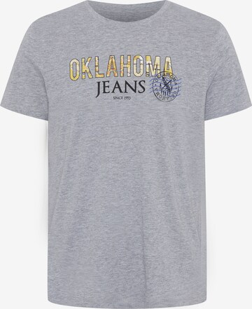 Oklahoma Jeans T-Shirt ' mit Label-Print im City-Map-Look ' in Grau: predná strana