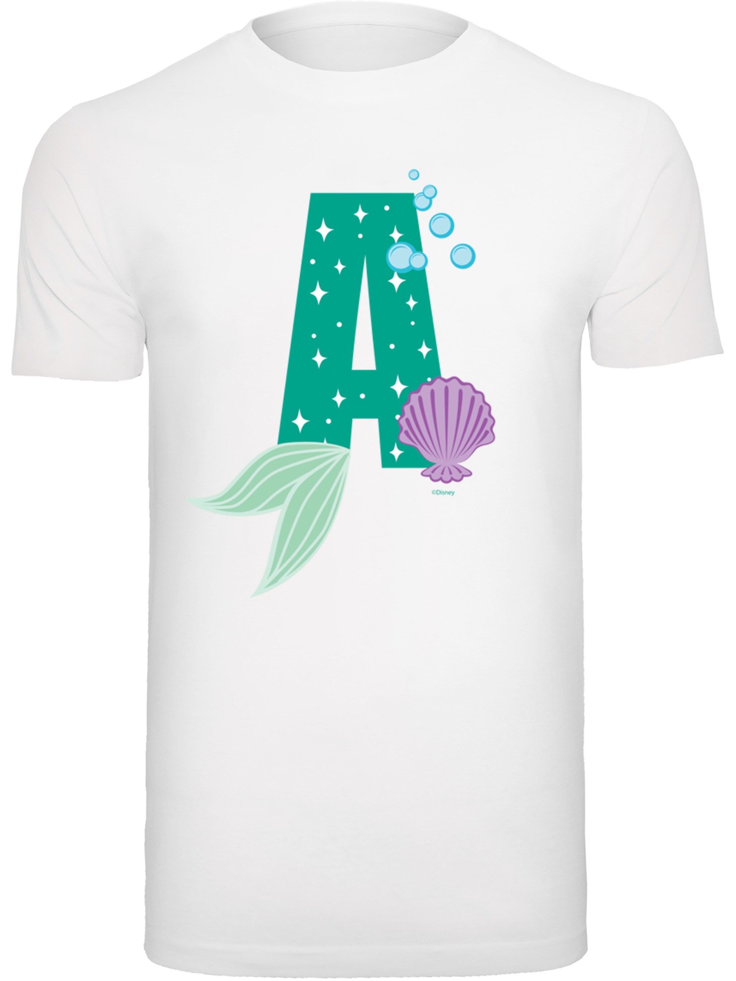 F4NT4STIC Shirt 'Disney Alphabet A Is For Ariel' in Wit: voorkant
