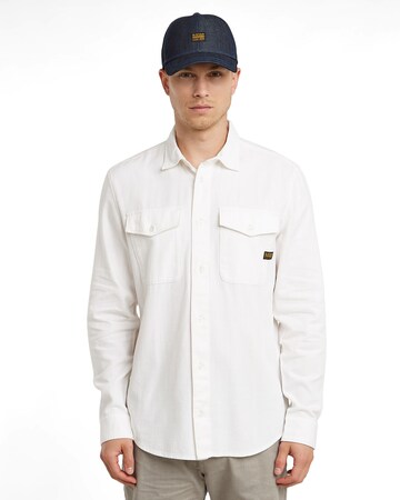 G-STAR Slim fit Button Up Shirt 'Marine' in White: front